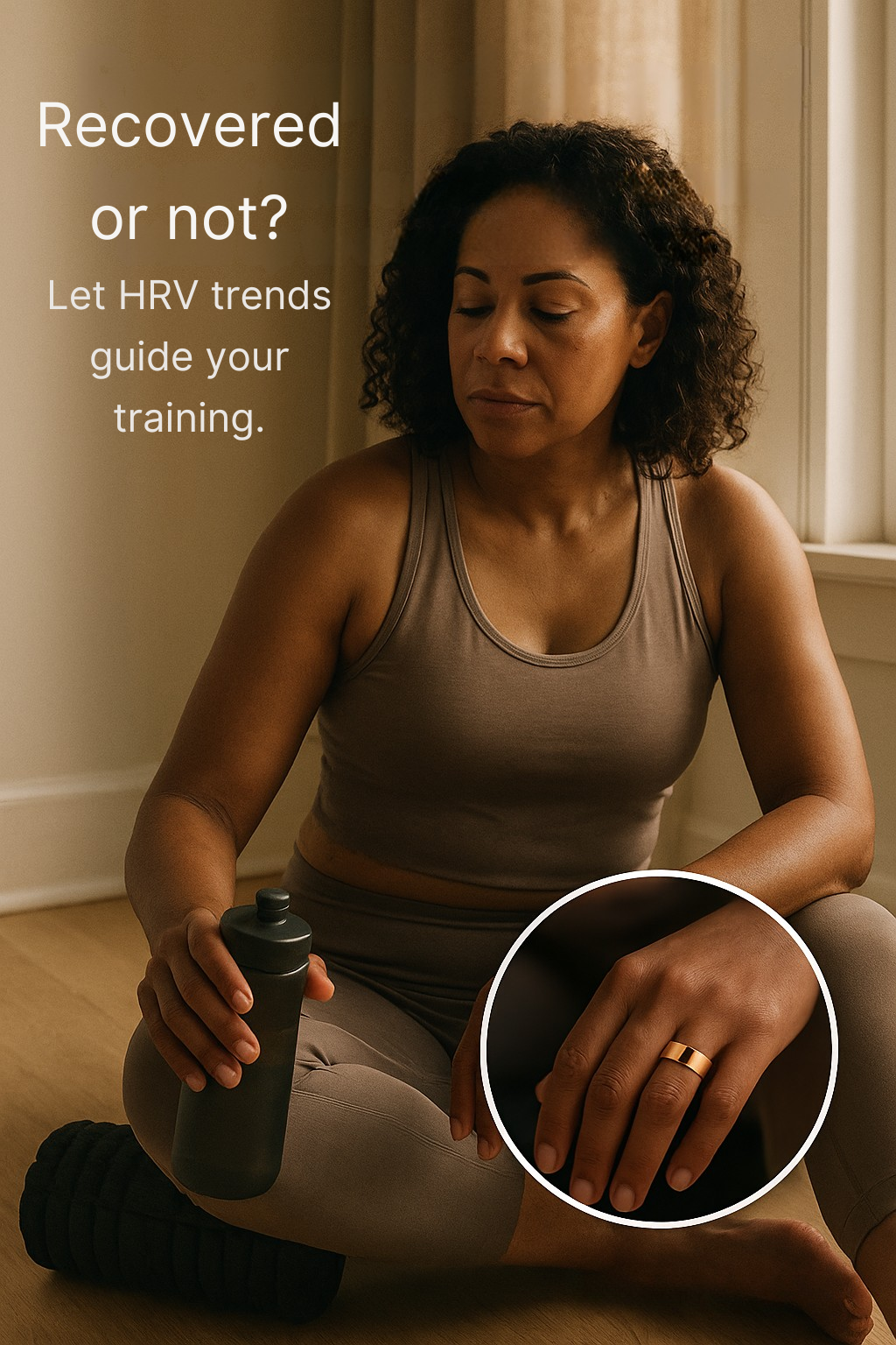 recover HRV smart ring woman black